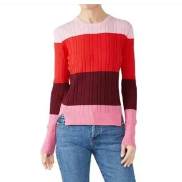 Tome Pink Colorblock Sweater Merino Wool Cotton US 22 3x - Picture 2 of 12
